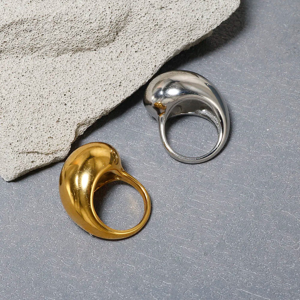 Bague en acier inoxydable étanche avec perles rondes et zircon cristal transparent, bijou fin et simple