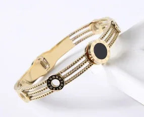 Bracelet jonc simple en acier inoxydable avec 3 cristaux