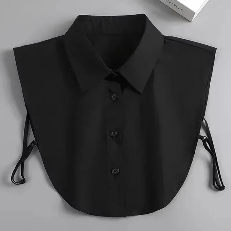 New Detachable White Front Tie Collar for Women, Vintage Lace Style, Fake Blouse Collar for Girls and Ladies, Trendy 2025