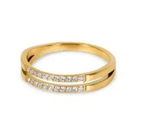 Bague en acier inoxydable pour femmes, incrustée de zircon, résistante à l'eau, bijoux romantiques à la mode