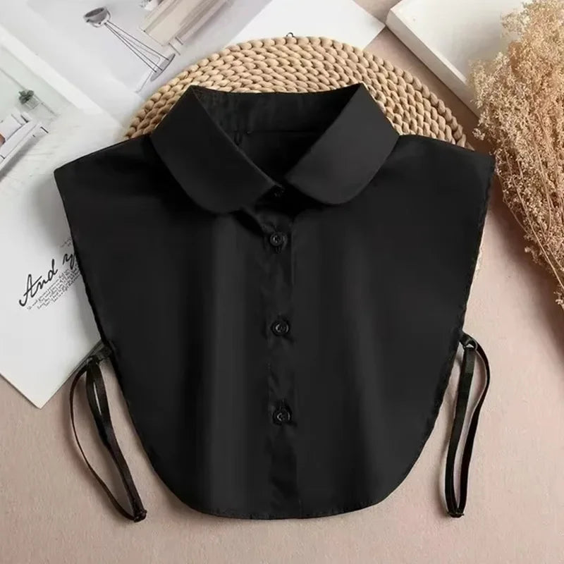 New Detachable White Front Tie Collar for Women, Vintage Lace Style, Fake Blouse Collar for Girls and Ladies, Trendy 2025