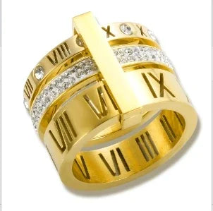Bague en acier inoxydable étanche avec perles rondes et zircon cristal transparent, bijou fin et simple