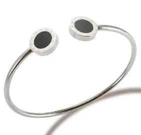 Bracelet jonc simple en acier inoxydable avec 3 cristaux