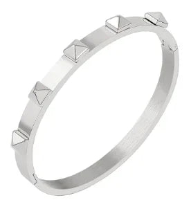 Bracelet jonc simple en acier inoxydable avec 3 cristaux