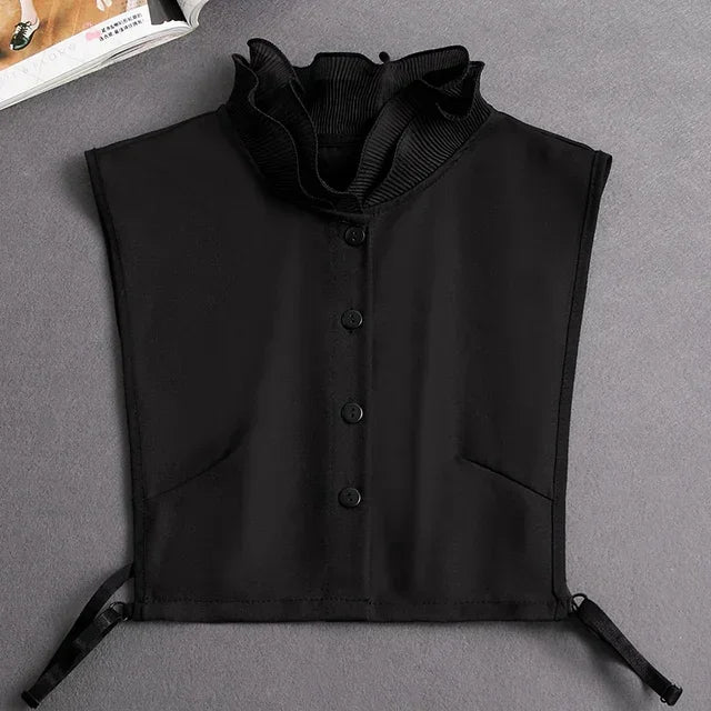 New Detachable White Front Tie Collar for Women, Vintage Lace Style, Fake Blouse Collar for Girls and Ladies, Trendy 2025