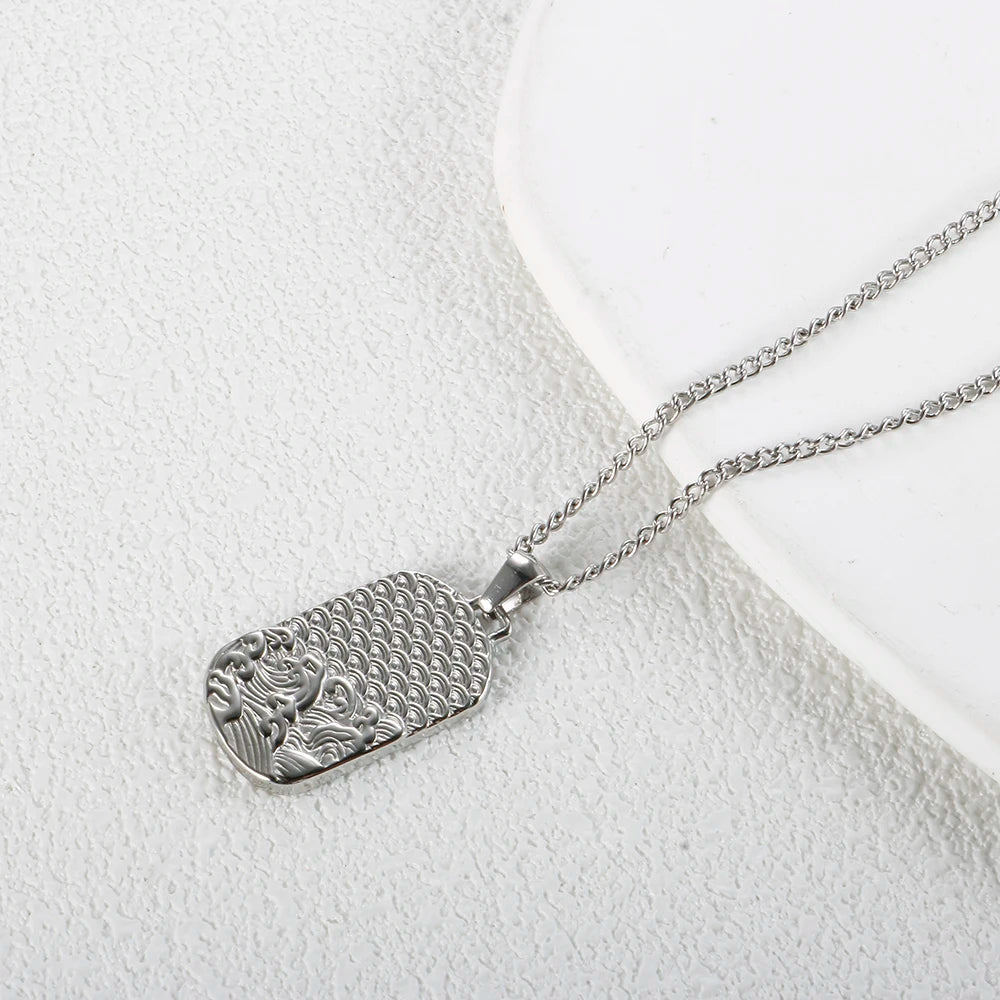 Collier avec pendentif carré délicat en acier inoxydable pour femme