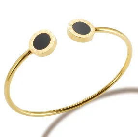 Bracelet jonc simple en acier inoxydable avec 3 cristaux