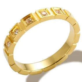 Bague en acier inoxydable étanche avec perles rondes et zircon cristal transparent, bijou fin et simple