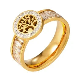 Bague en acier inoxydable pour femmes, incrustée de zircon, résistante à l'eau, bijoux romantiques à la mode