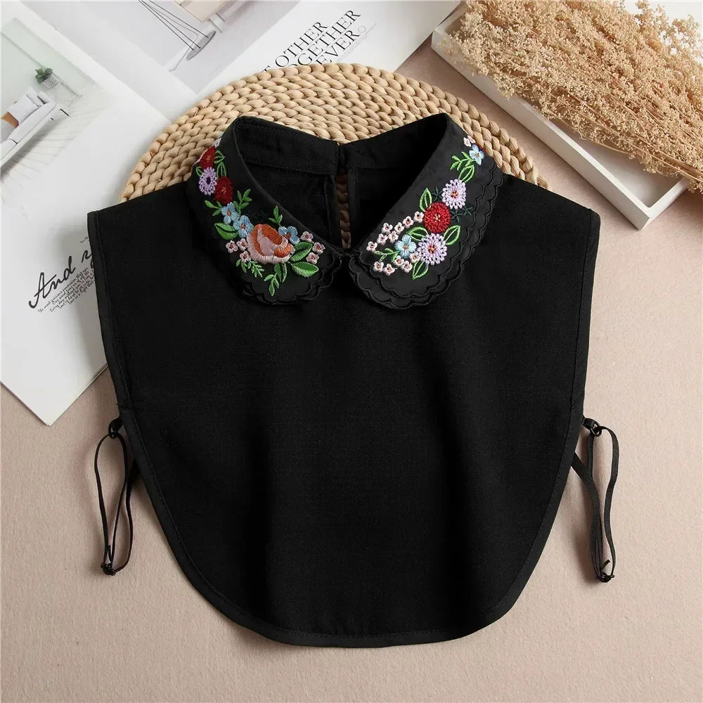 New Detachable White Front Tie Collar for Women, Vintage Lace Style, Fake Blouse Collar for Girls and Ladies, Trendy 2025