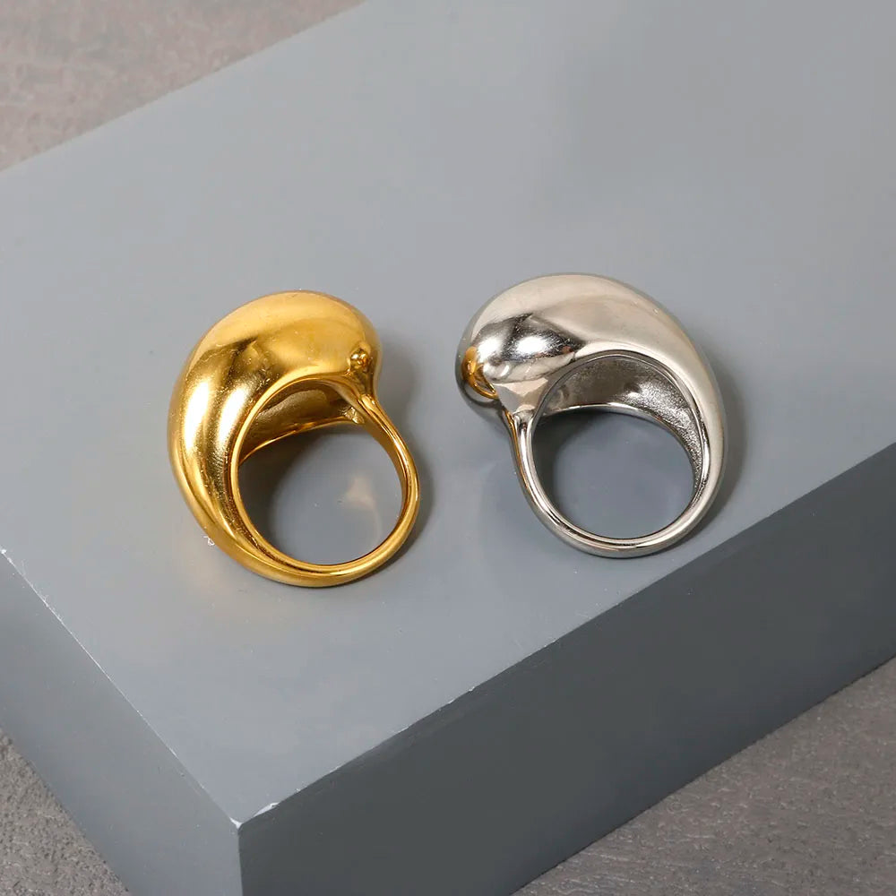 Bague en acier inoxydable étanche avec perles rondes et zircon cristal transparent, bijou fin et simple