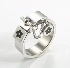 Bague en acier inoxydable étanche avec perles rondes et zircon cristal transparent, bijou fin et simple