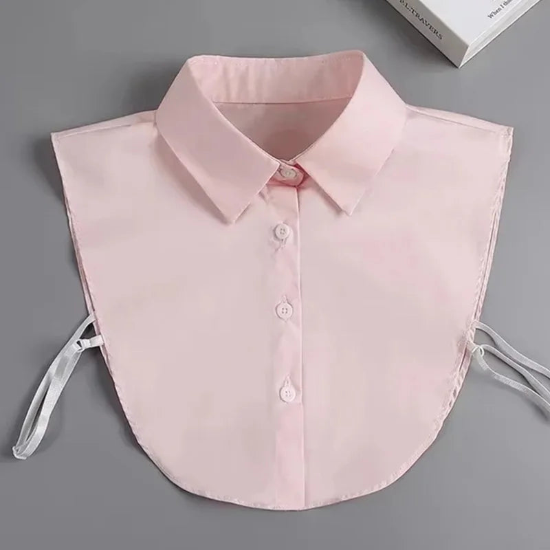 New Detachable White Front Tie Collar for Women, Vintage Lace Style, Fake Blouse Collar for Girls and Ladies, Trendy 2025