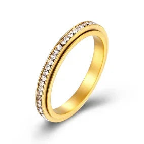 Bague en acier inoxydable pour femmes, incrustée de zircon, résistante à l'eau, bijoux romantiques à la mode