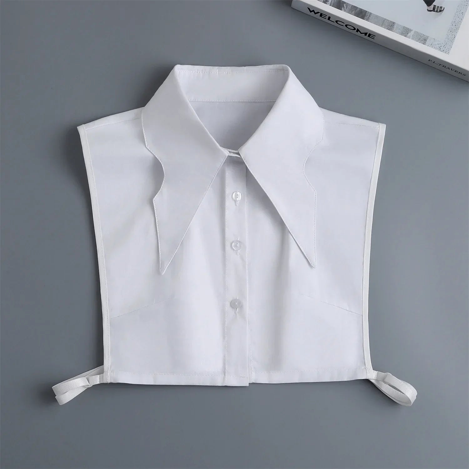New Detachable White Front Tie Collar for Women, Vintage Lace Style, Fake Blouse Collar for Girls and Ladies, Trendy 2025